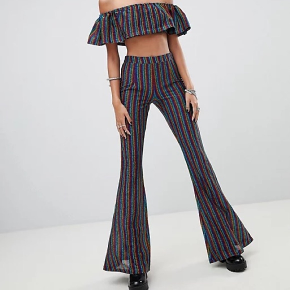 elsie & fred rainbow glitter flares